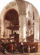 WITTE, Emanuel de Interior of the Oude Kerk at Delft during a Sermon oil on canvas
